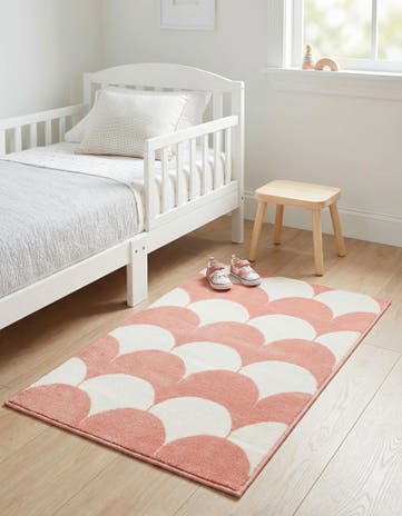Soft Coral Pink Whimsy Kids Rug