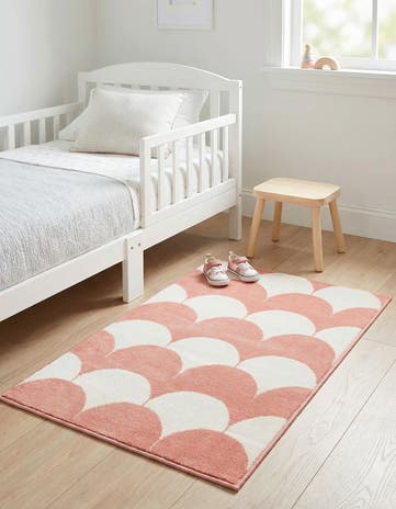 Soft Coral Pink Whimsy Kids Rug