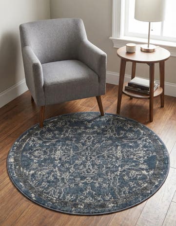 Blue Oregon Round Rug