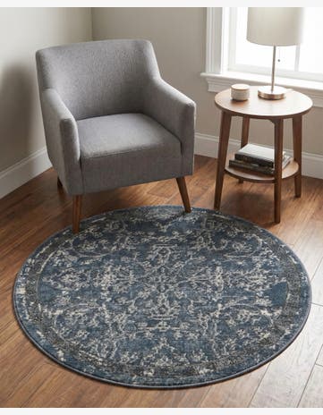 Blue Oregon Round Rug