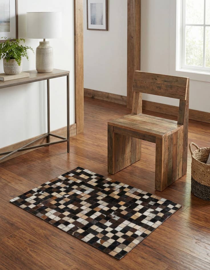 Detail image of 2' 1 x 3' Cowhide Leather Rug