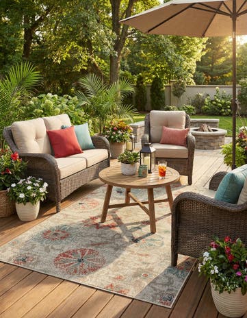 5' x 8' Easy-Clean Botanical Indoor / Outdoor Rug