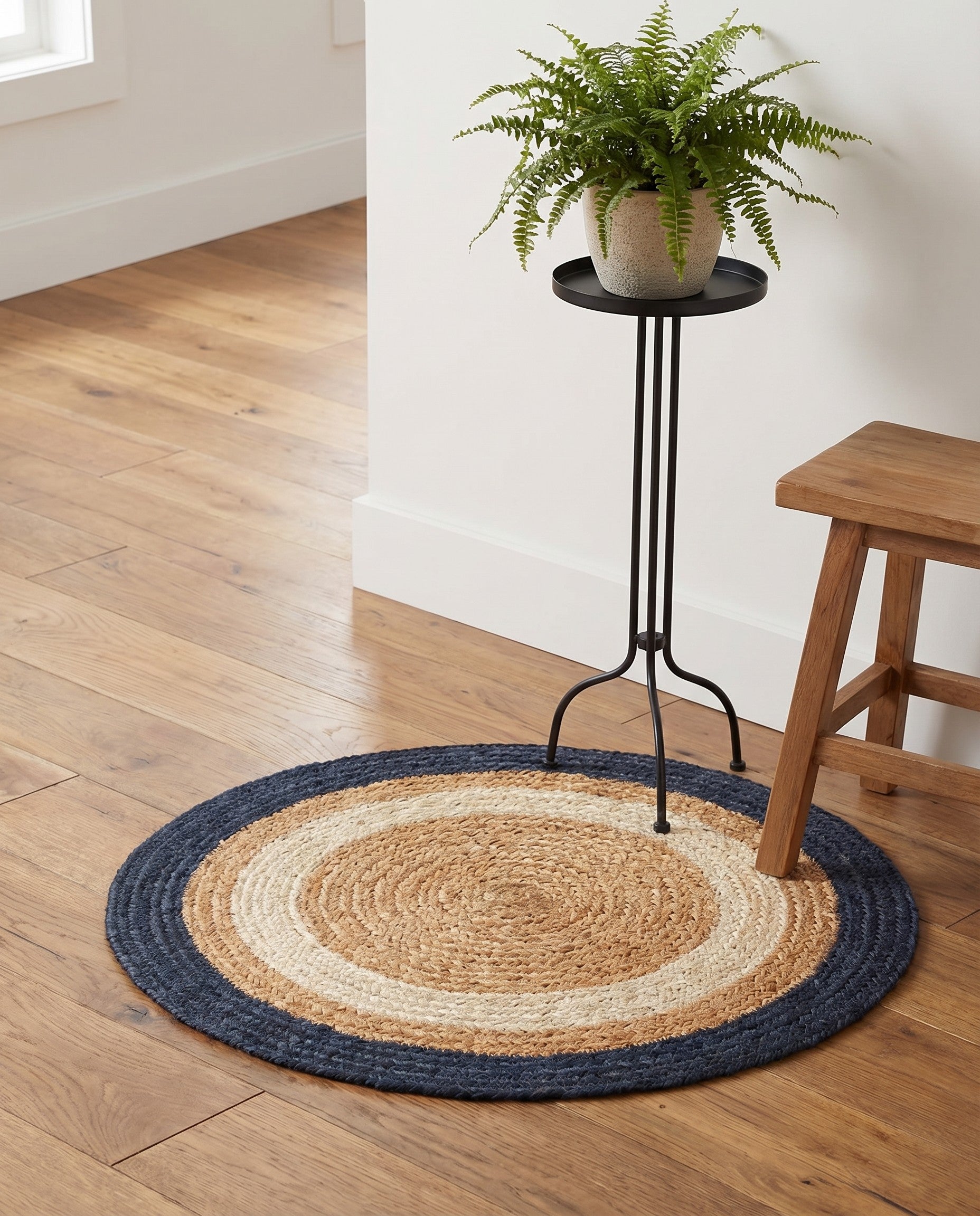 2' x 2' Handmade Braided Jute Round Rug