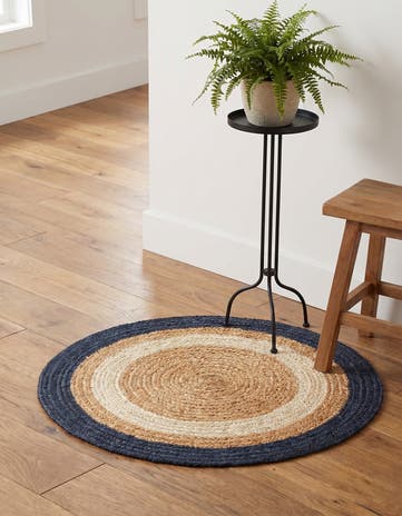 2' x 2' Handmade Braided Jute Round Rug