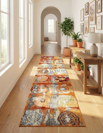 Orange Washable Hyacinth Runner Rug