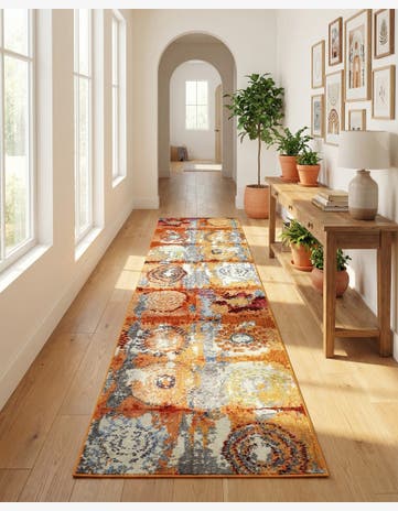 Orange Washable Hyacinth Runner Rug