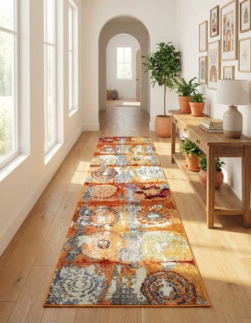 Orange Washable Hyacinth Runner Rug