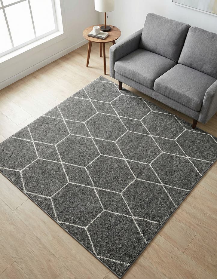 5' 3 x 5' 3 Lattice Frieze Square Rug