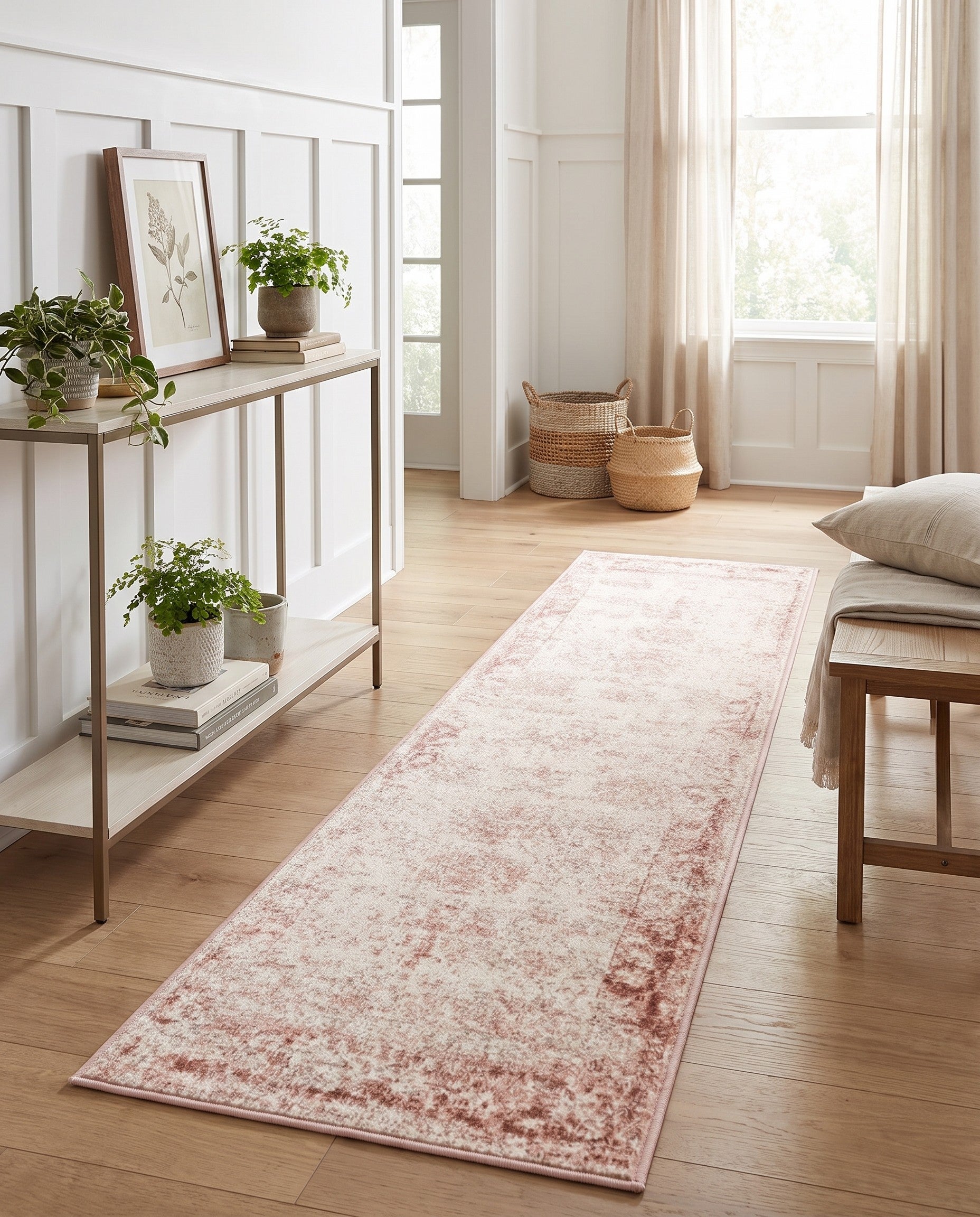 Rose Pink and Ivory Monte Carlo Runner Rug