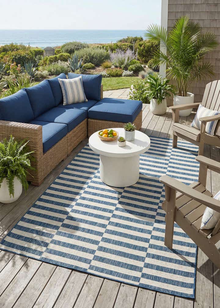 5' 3 x 8' Easy-Clean Ribbon Indoor / Outdoor Rug