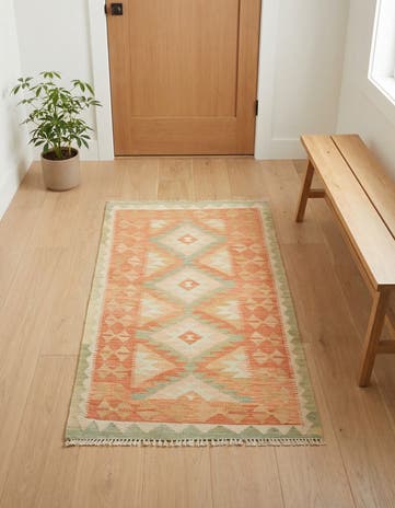2' 6 x 4' 2 Hand Woven Kilim Waziri Wool Rug