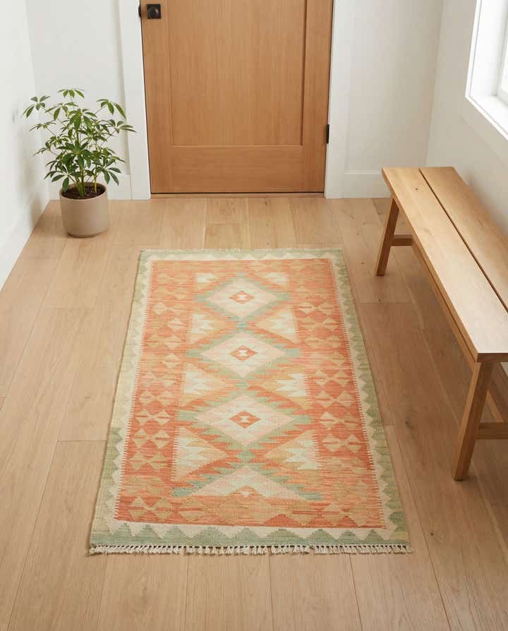 2' 6 x 4' 2 Hand Woven Kilim Waziri Wool Rug