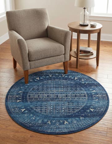 Blue Kennedy Round Rug