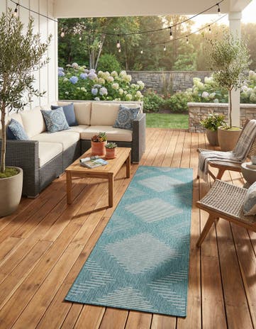 3' 3 x 12' Easy-Clean Modern Indoor / Outdoor Runner Rug