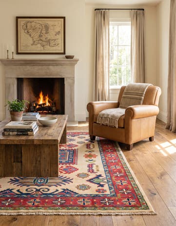 4' x 6' 2 Hand Knotted Kazak Rug