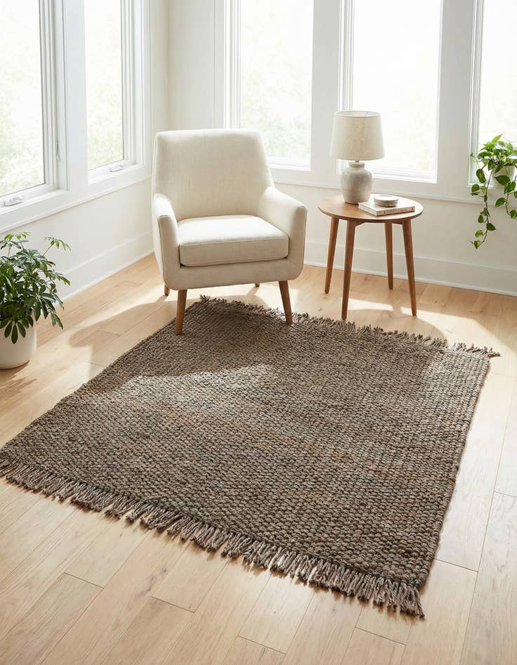 Detail image of 5' 1 x 5' 1  Hand Woven Chunky Jute Square Rug