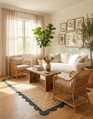 5' 1 x 8' Handmade Scallop Braided Jute Rug