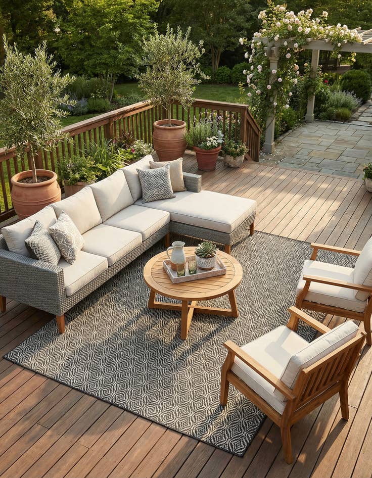 Detail image of 7' 10 x 10' Washable Lattice Indoor / Outdoor Rug