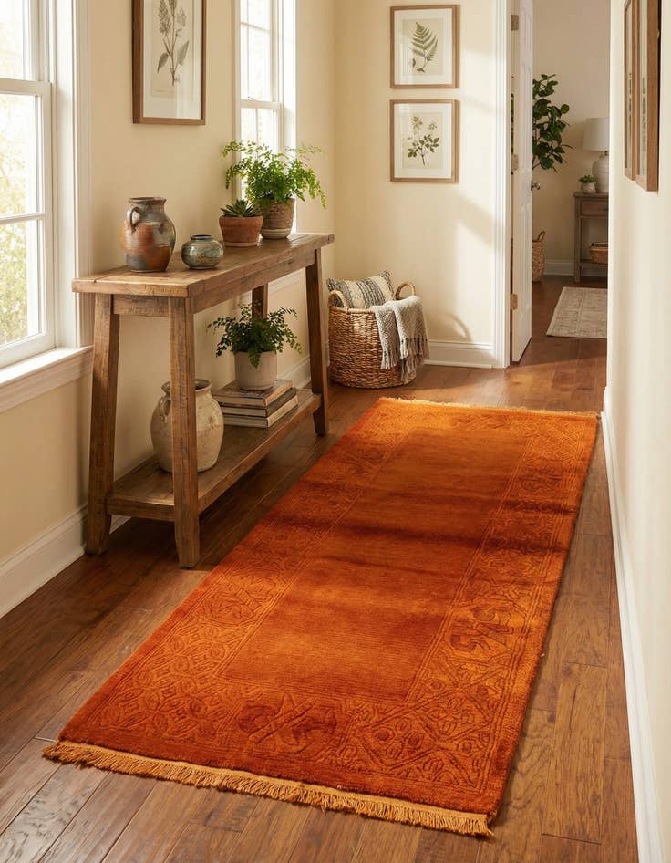 Detail image of 2' 4 x 4' 10 Hand Knotted Nepal Wool Runner Rug