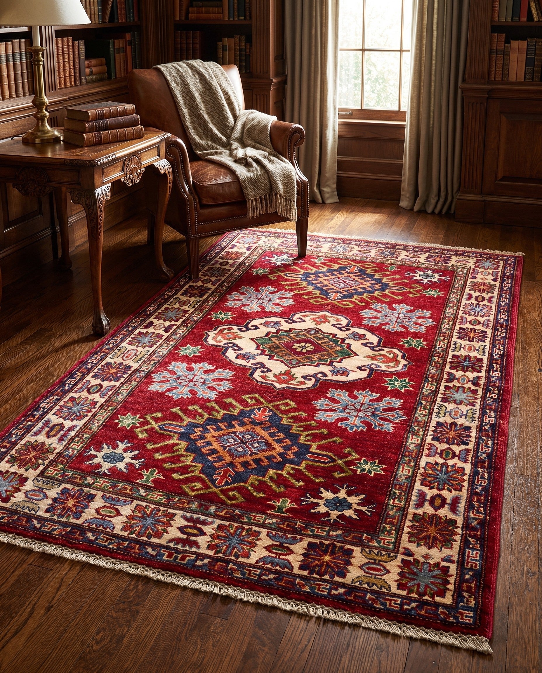 3' 2 x 4' 11 Hand Knotted Kazak Rug