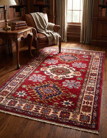3' 2 x 4' 11 Hand Knotted Kazak Rug