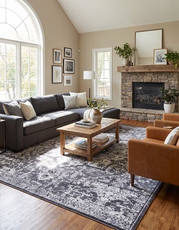 Dark Gray Washable Francesca Square Rug