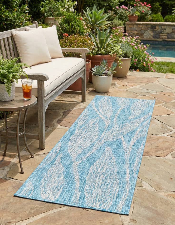 Detail image of 2' x 6' Washable Botanical Indoor / Outdoor Runner Rug