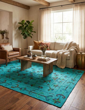 5' 8 x 7' 2 Hand Woven Kilim Suzani Wool Rug