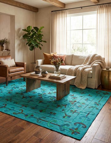 5' 8 x 7' 2 Hand Woven Kilim Suzani Wool Rug
