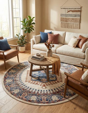 Cream Arcadia Round Rug