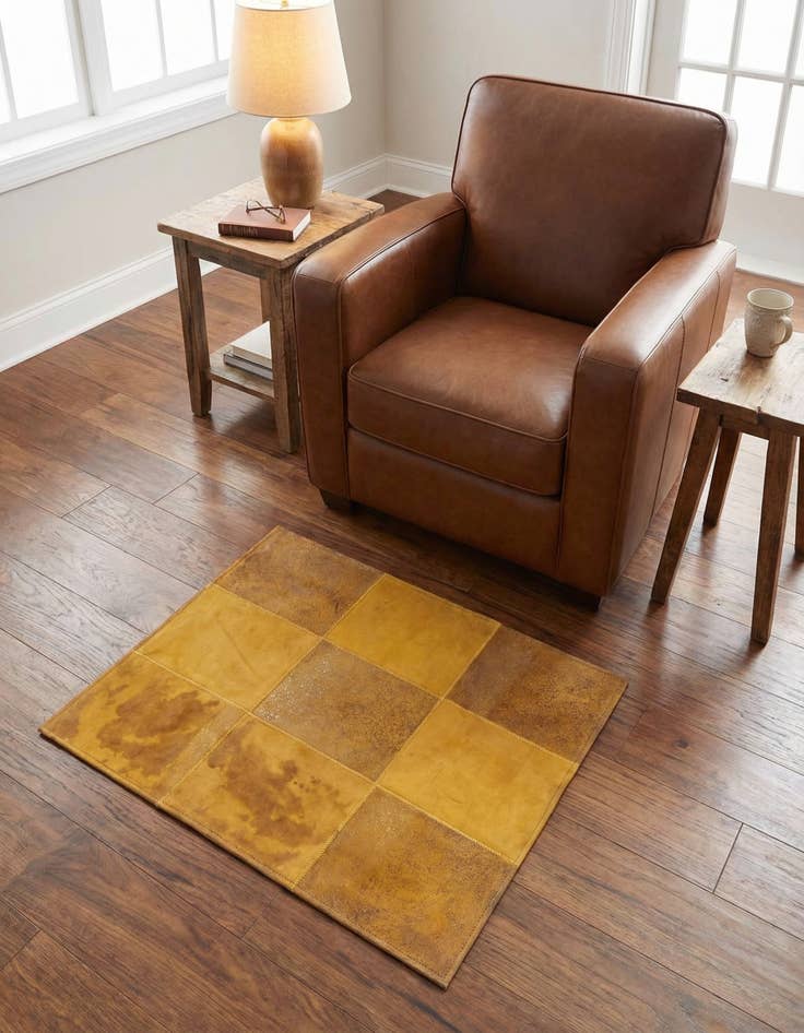 Detail image of 2' 1 x 3' 1 Cowhide Leather Rug