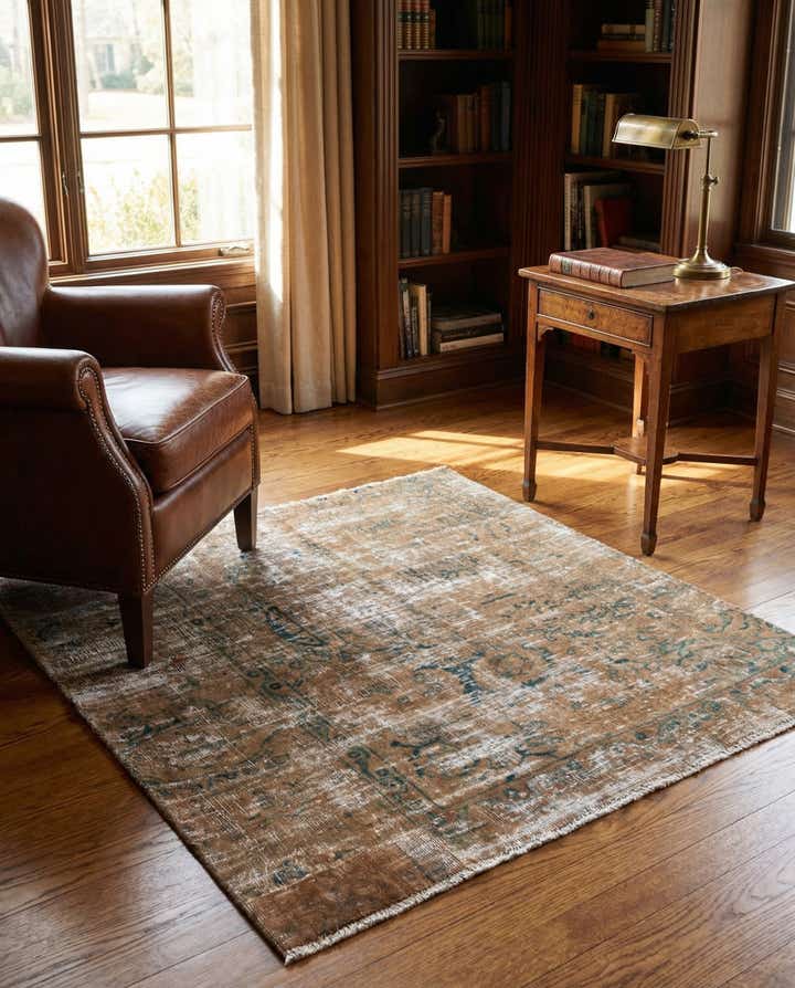 3' 9 x 4' Hand Knotted Ultra Vintage Persian Wool Square Rug