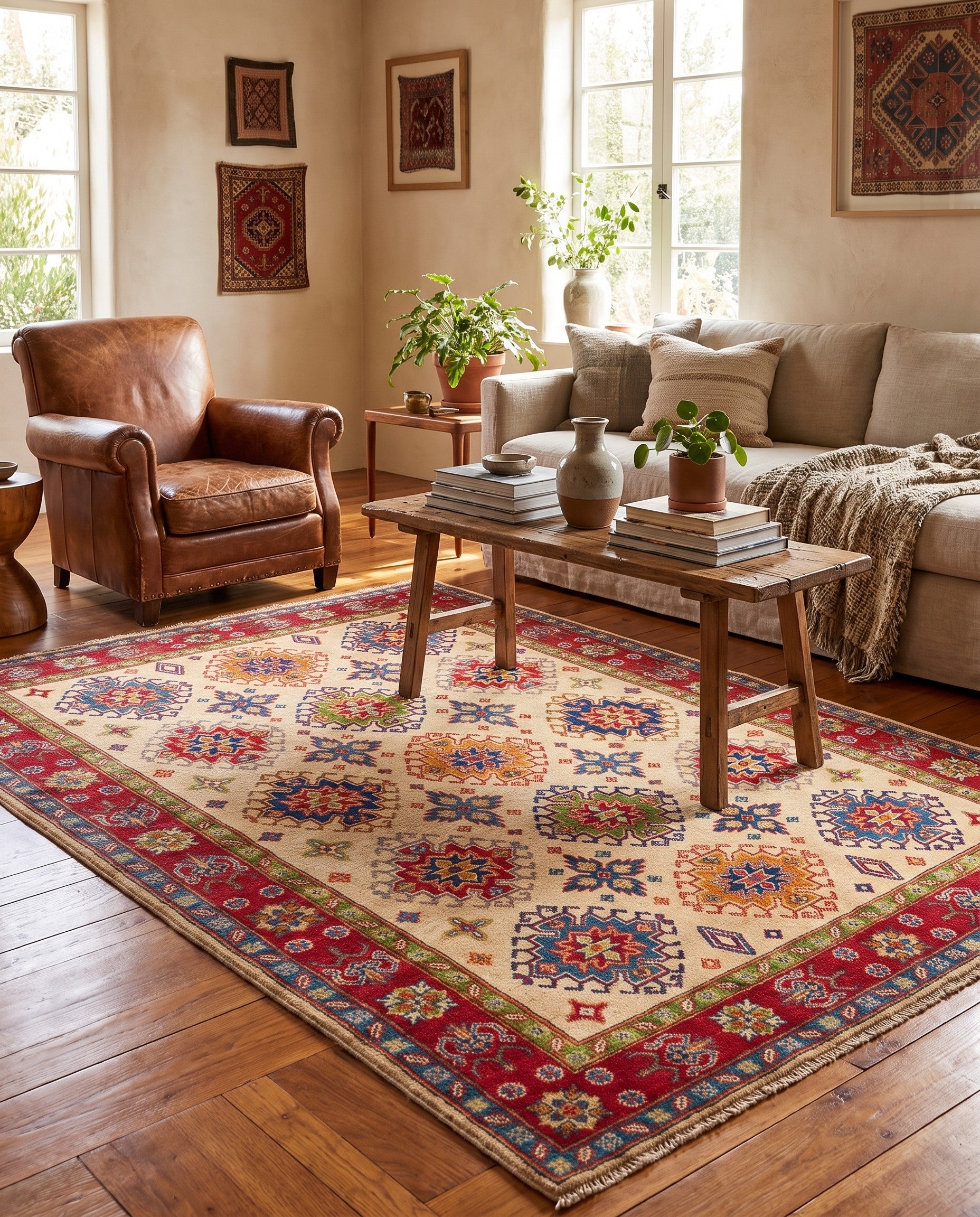 5' 1 x 7' 3 Hand Knotted Kazak Rug