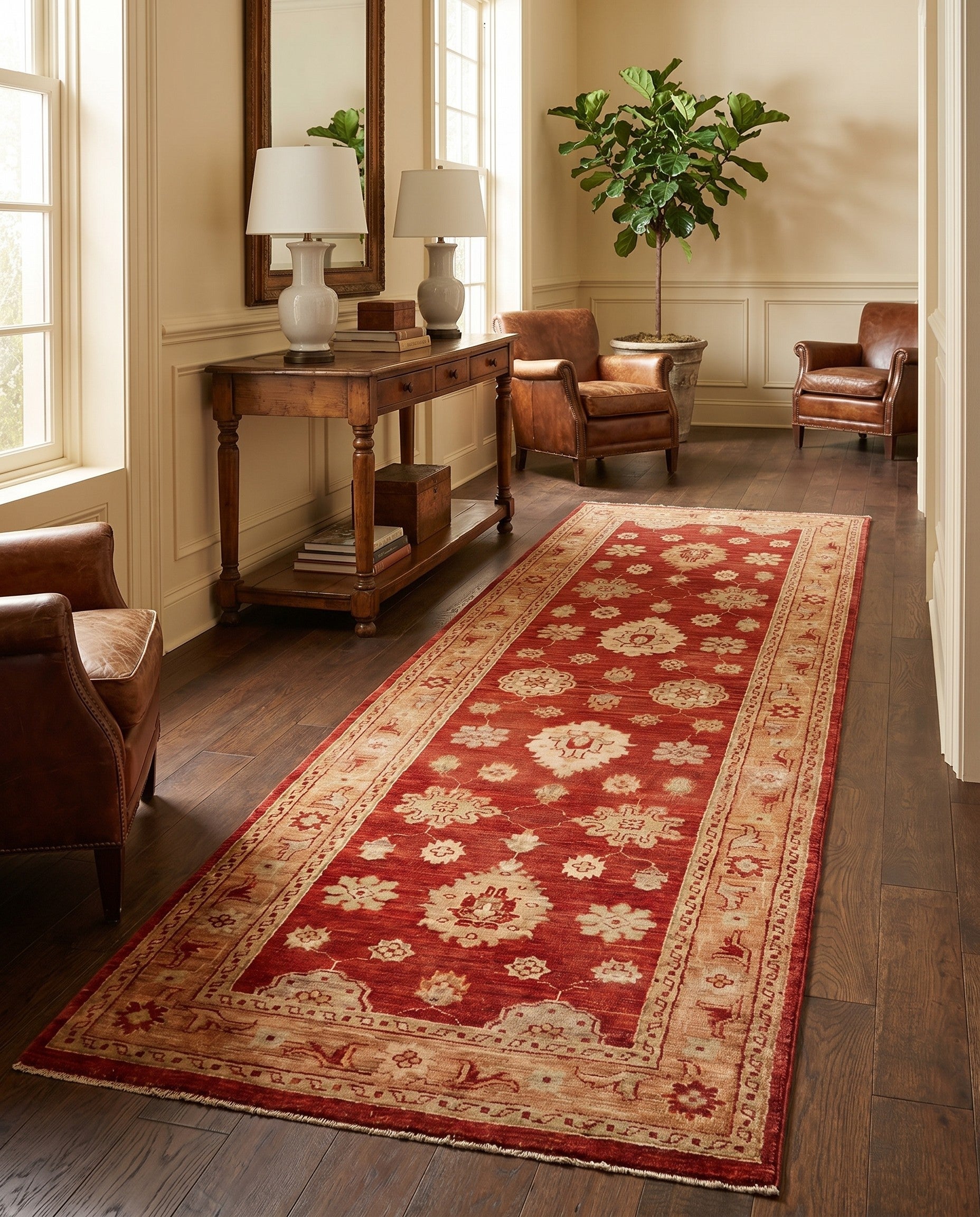 2' 9 x 9' 3 Hand Knotted Peshawar Ziegler Runner Rug