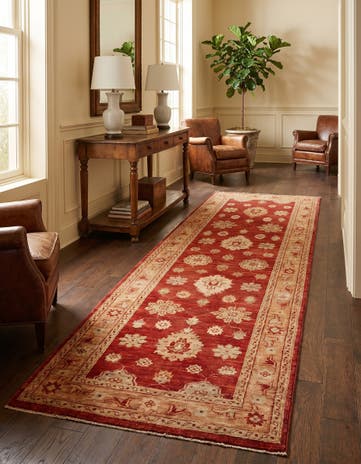 2' 9 x 9' 3 Hand Knotted Peshawar Ziegler Runner Rug
