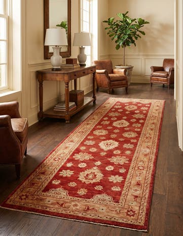 2' 9 x 9' 3 Hand Knotted Peshawar Ziegler Runner Rug