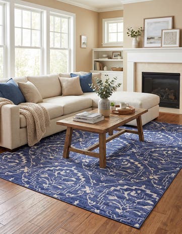 Blue Damask Rug