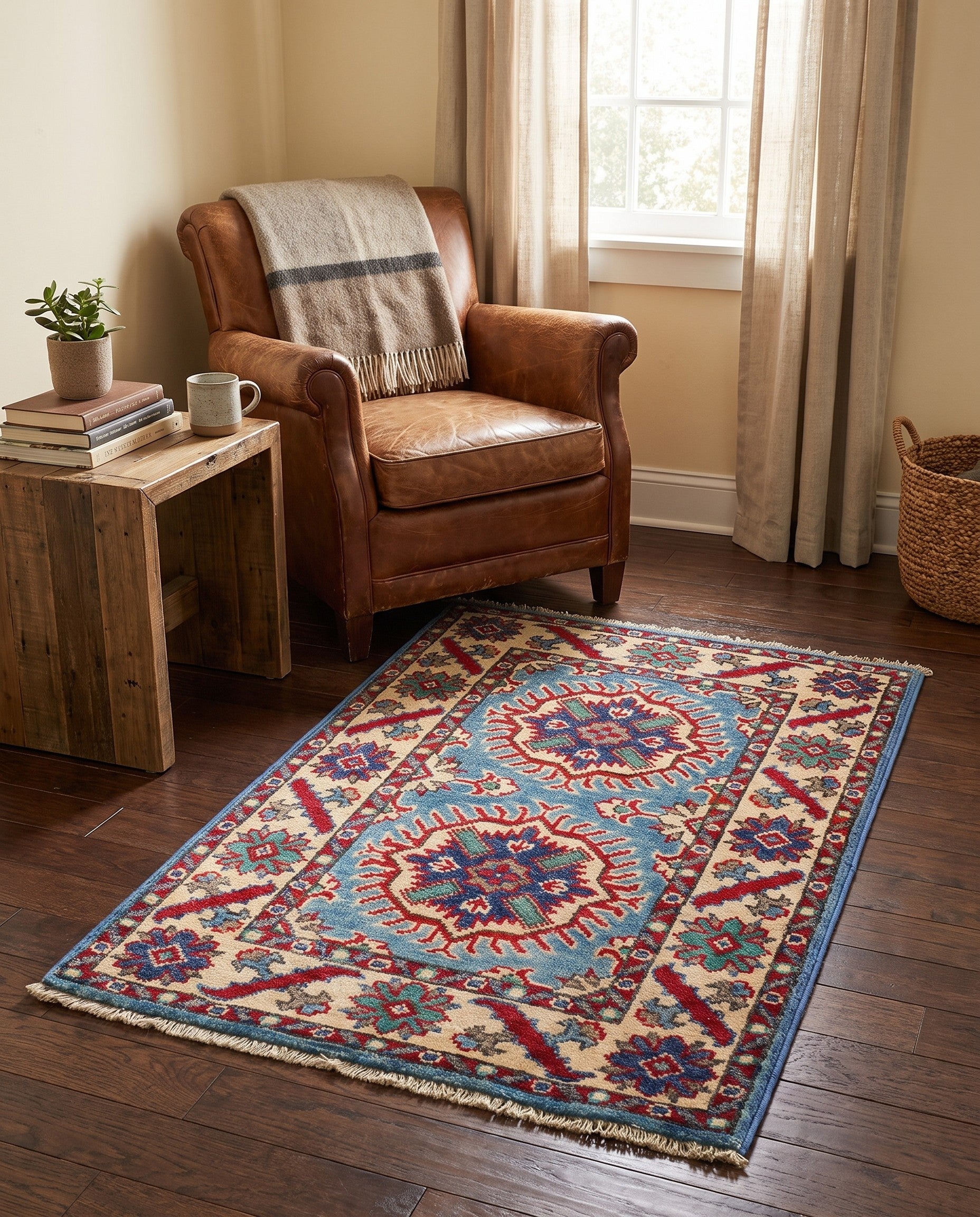 2' x 3' 1 Hand Knotted Kazak Rug