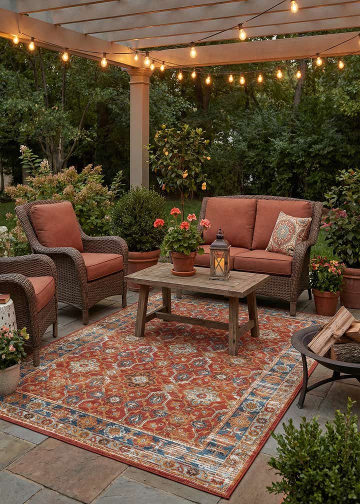 5' x 7' Easy-Clean Traditional Indoor / Outdoor Rug