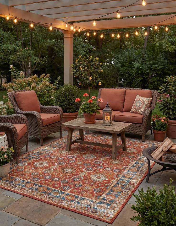 Detail image of 5' x 7' Easy-Clean Traditional Indoor / Outdoor Rug