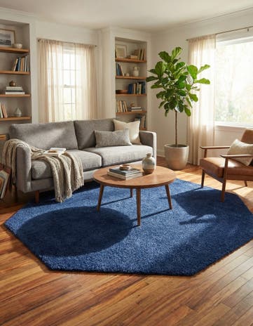 8' x 8' Solid Frieze Octagon Rug