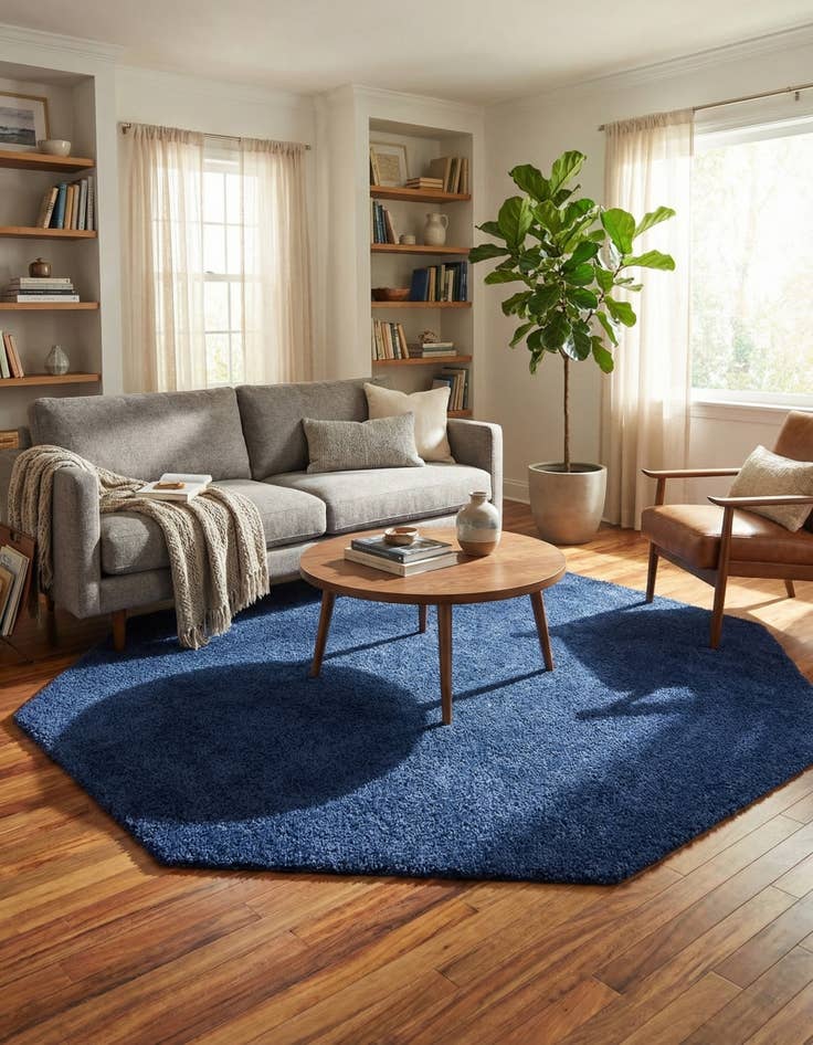 Detail image of 8' x 8' Solid Frieze Octagon Rug