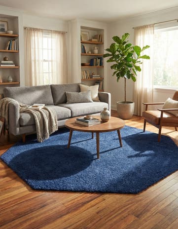 8' x 8' Solid Frieze Octagon Rug