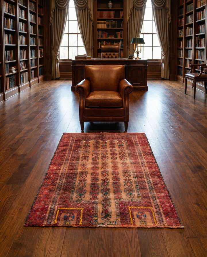 2' 10 x 4' Hand Knotted Ultra Vintage Persian Wool Rug