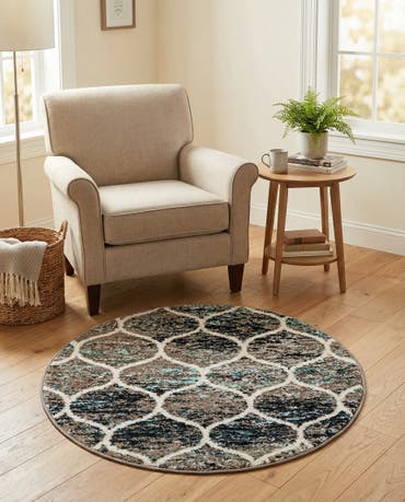 3' x 3' Lattice Frieze Round Rug