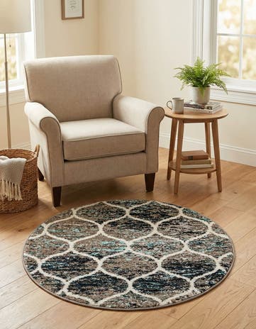 3' x 3' Lattice Frieze Round Rug