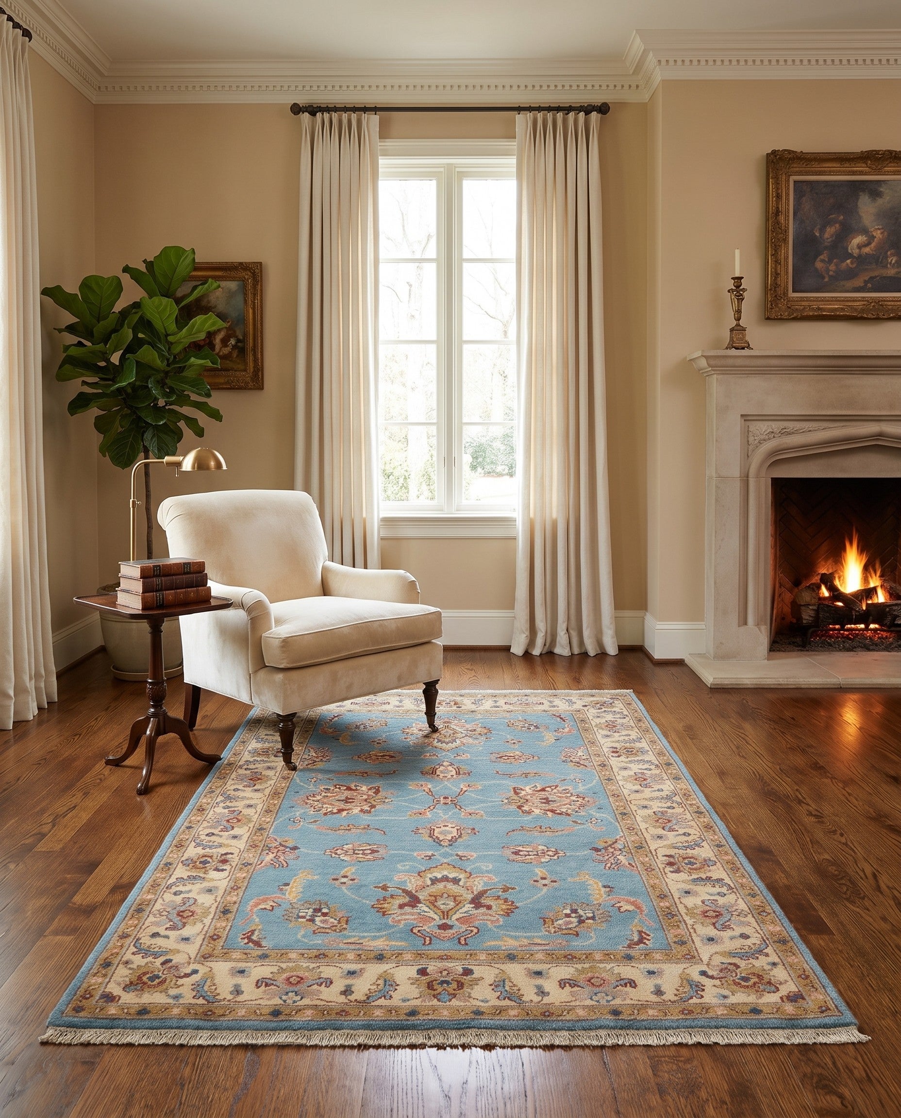 3' 5 x 4' 11 Hand Knotted Ziegler Rug
