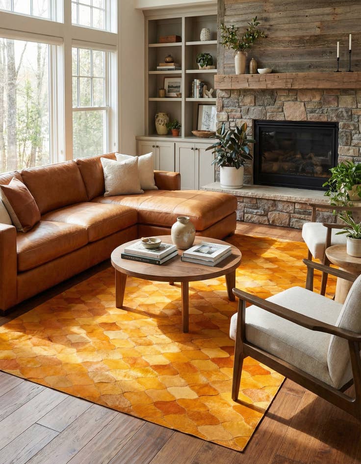 Detail image of 5' 1 x 8' Cowhide Stocks Rug