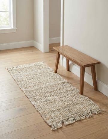 Ivory Hand Woven Chunky Jute Runner Rug