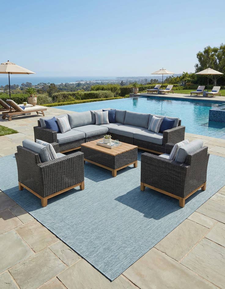 Detail image of 13' x 13'  Washable Solid Indoor / Outdoor Square Rug